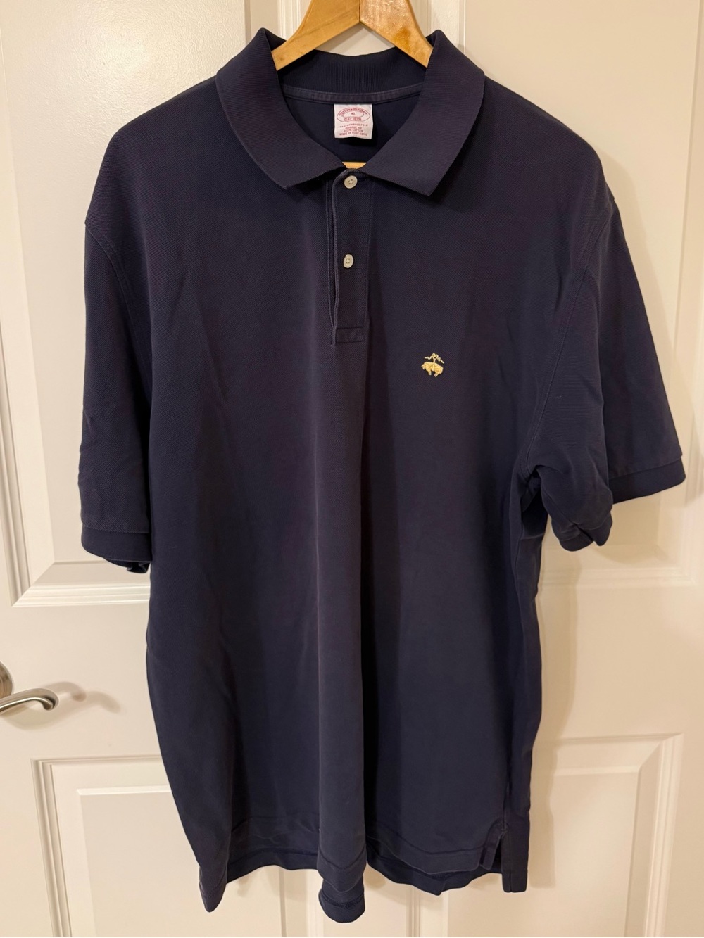 Brooks Brothers Men’s XL Blue Short Sleeve Performance Polo Logo EUC Classic
